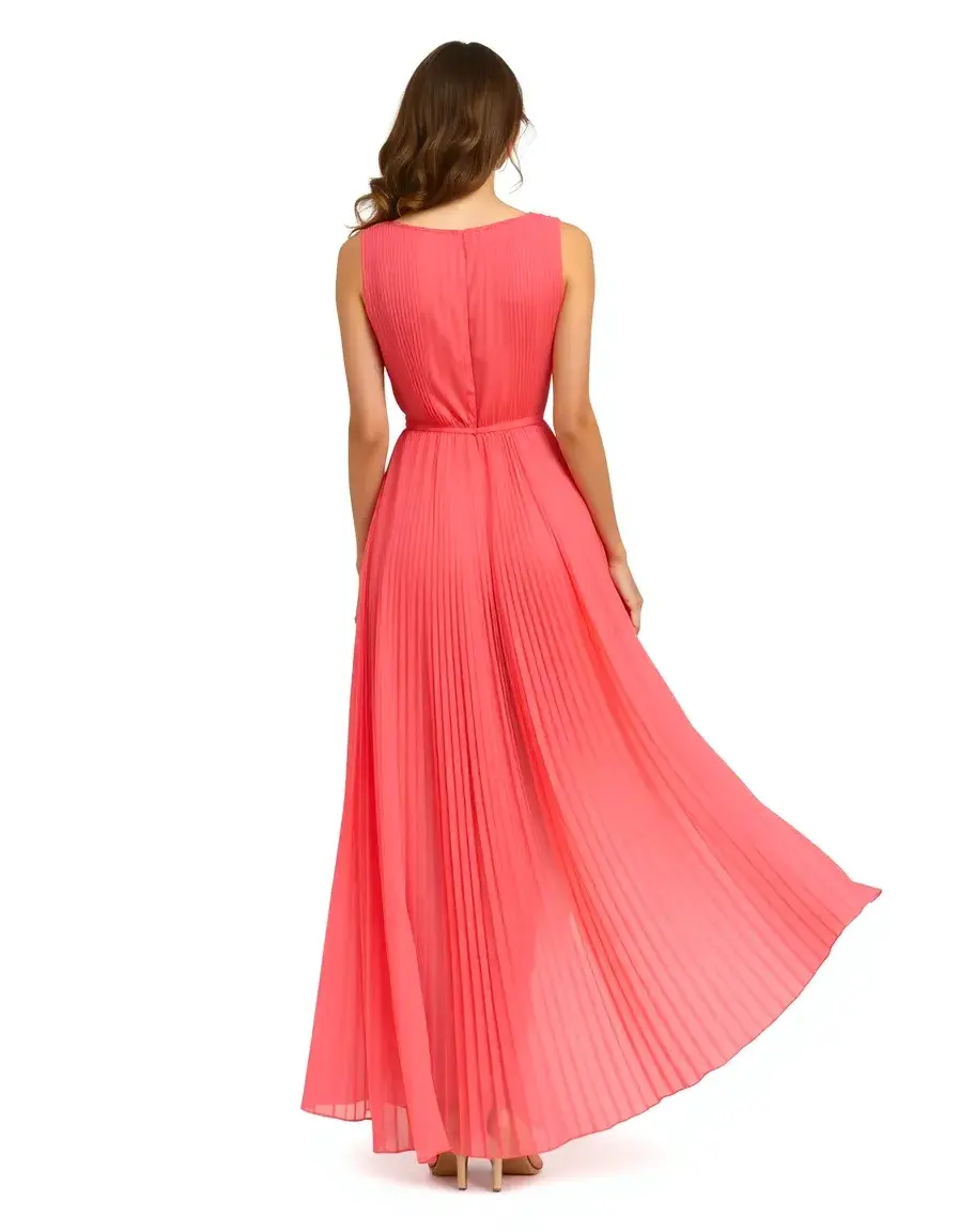 Invitada Pleated coral vista espalda