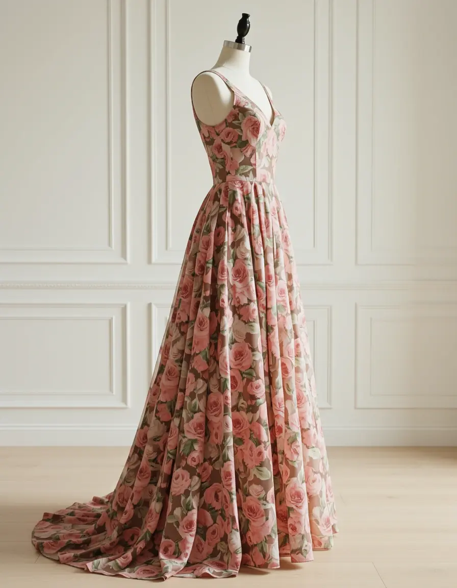 Vestido boda maxi floral, ideal para bodas de noche o jardín