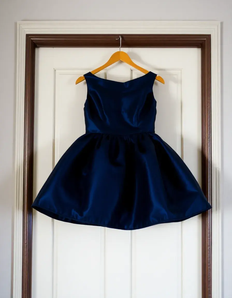 Vestido boda satin navy, tejido satinado elegante