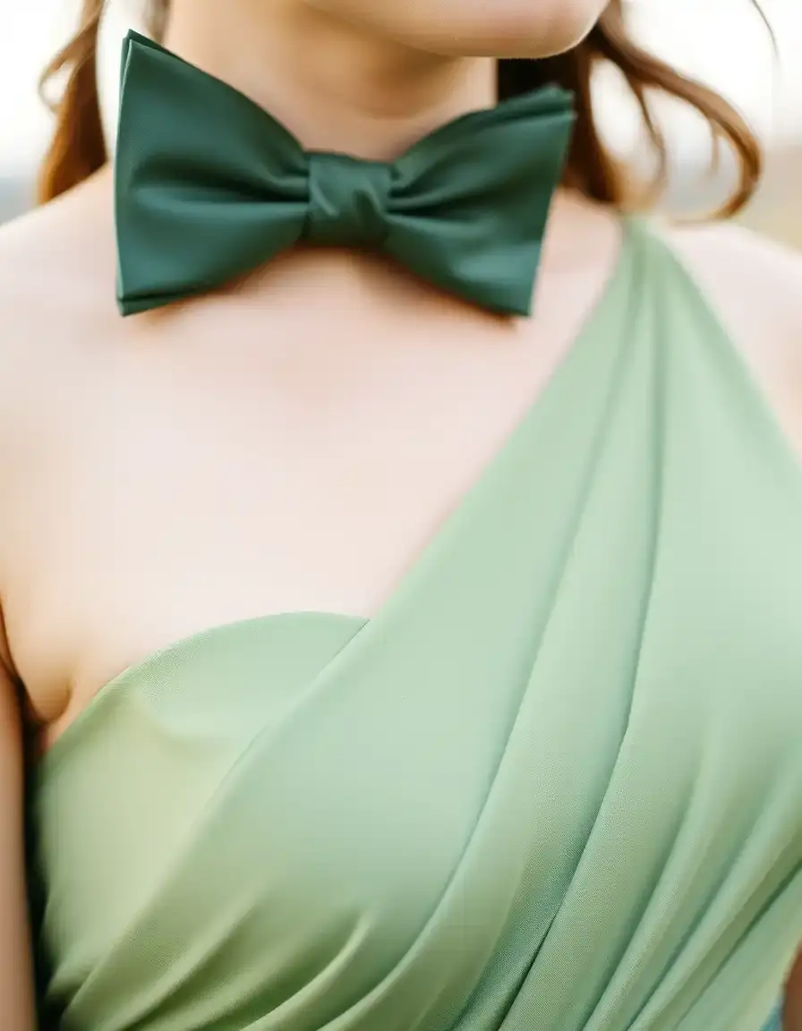 Vestido boda A-line verde, corte en A clásico y favorecedor