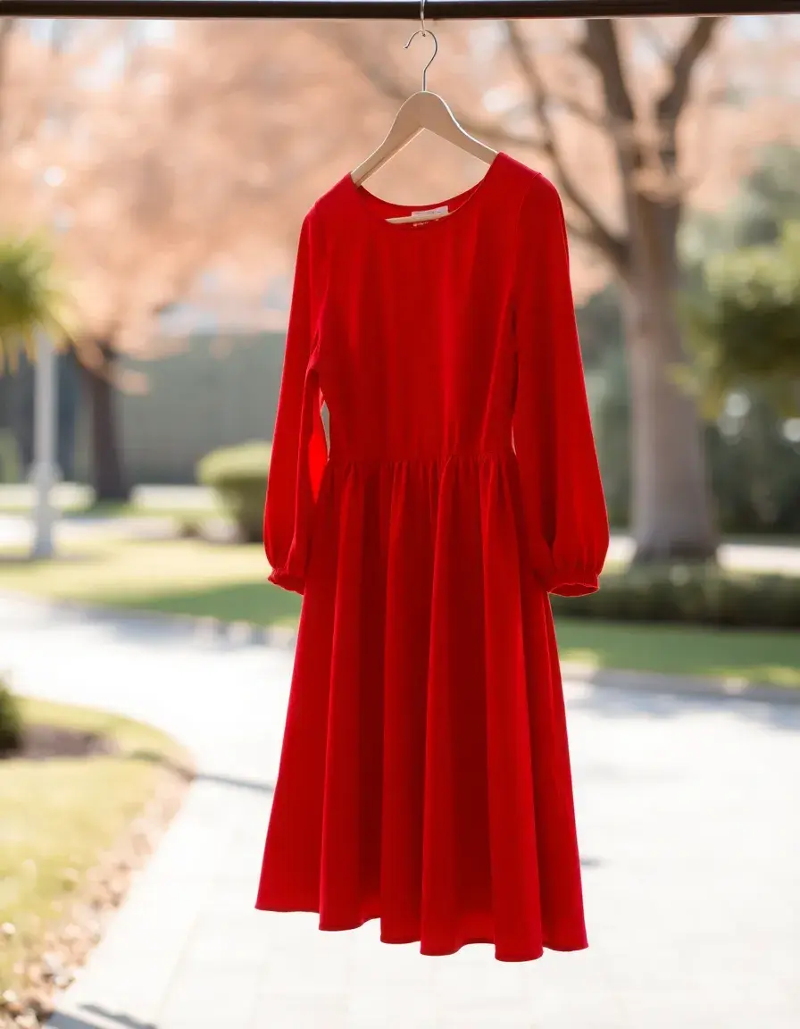 Long Sleeve A-Line Red