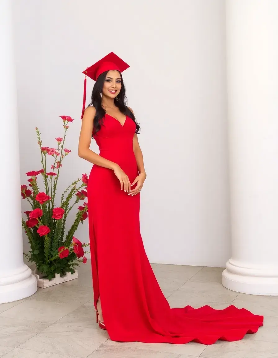 Vestido corto rojo para graduación modelo cuerpo entero