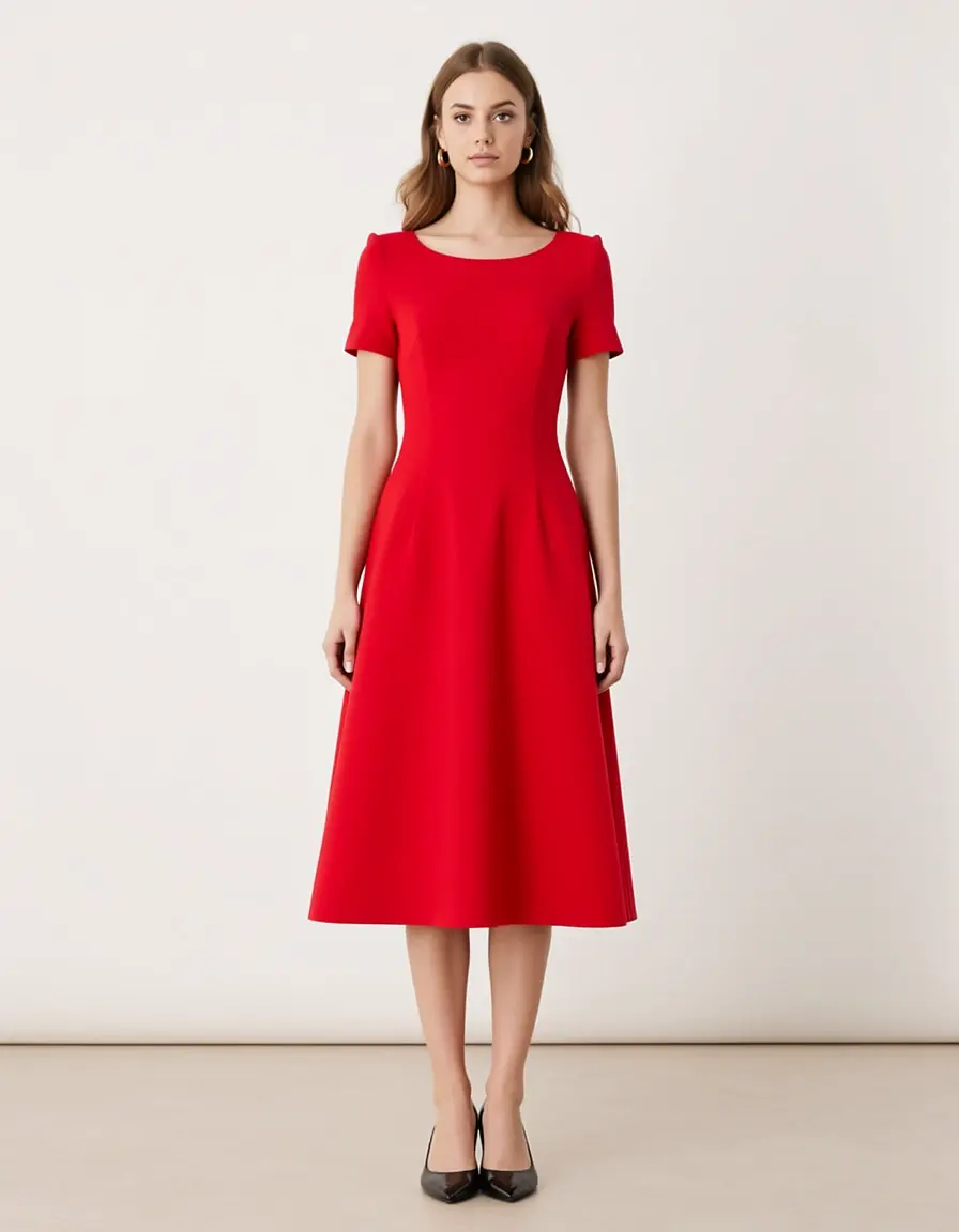 Vestido corto rojo corte en A para graduación