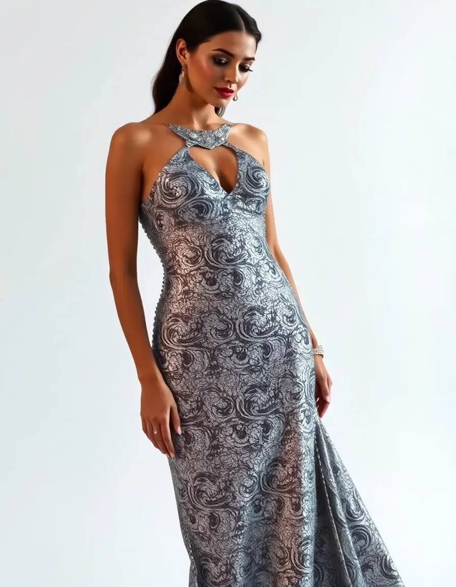 Vestido fiesta mujer glitter silver plateado brillante