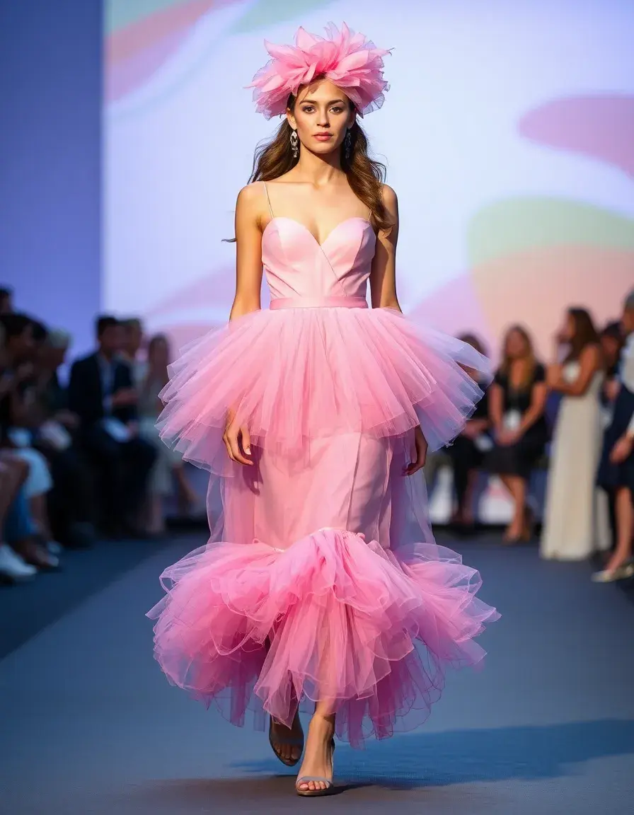 Vestido fiesta mujer tulle pink tul rosa
