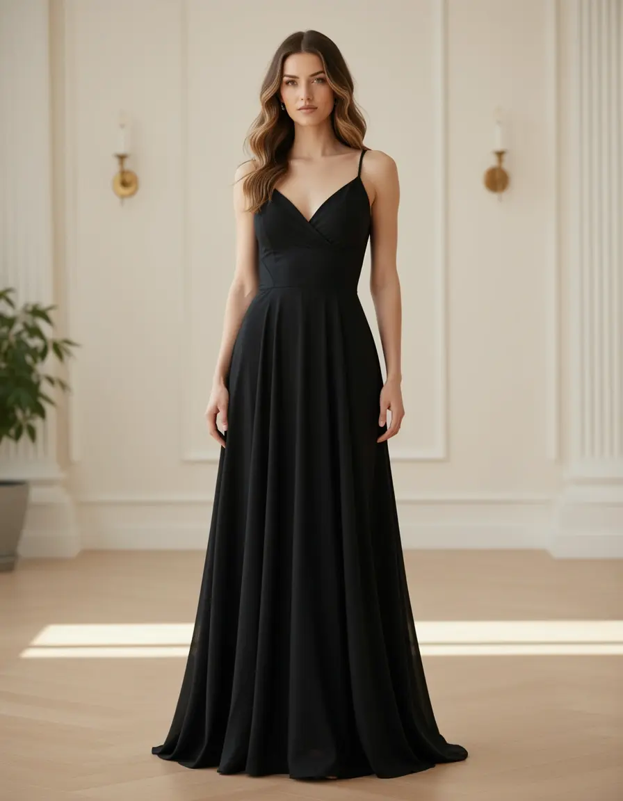 Mujer Long Evening black full length