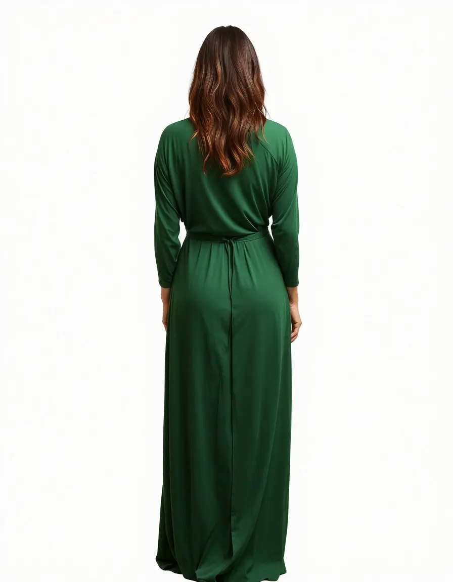 Mujer Long wrap green back view