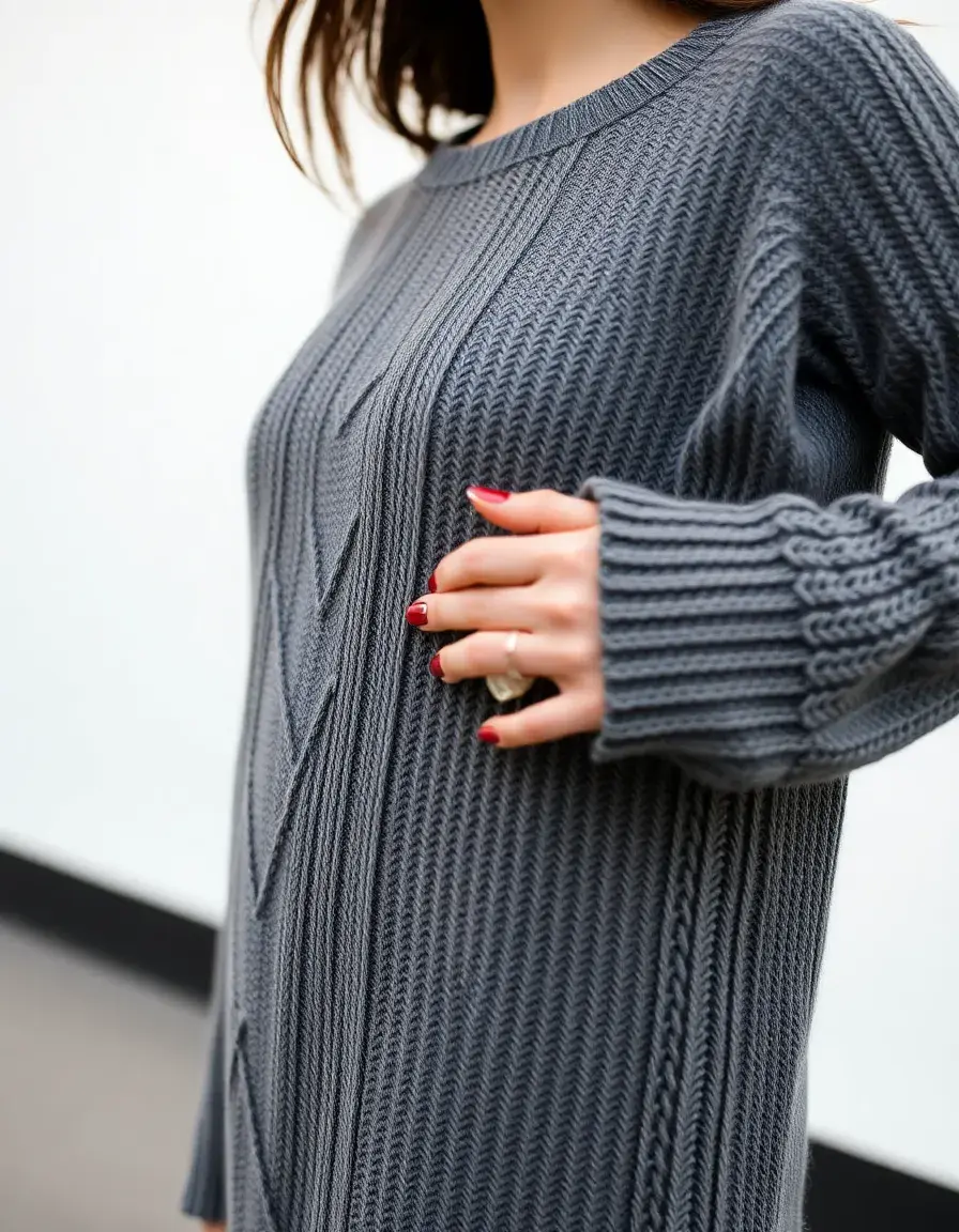 Mujer Long knit gray close-up