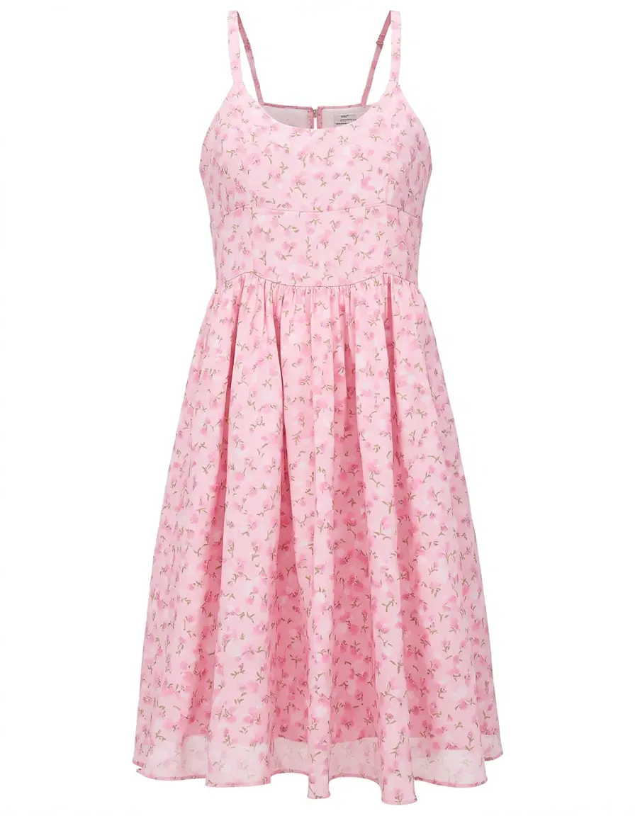 Vestido floral para niñas en color rosa
