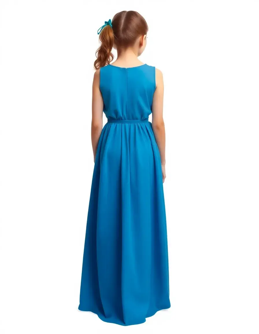 Vestido largo maxi para niñas color azul
