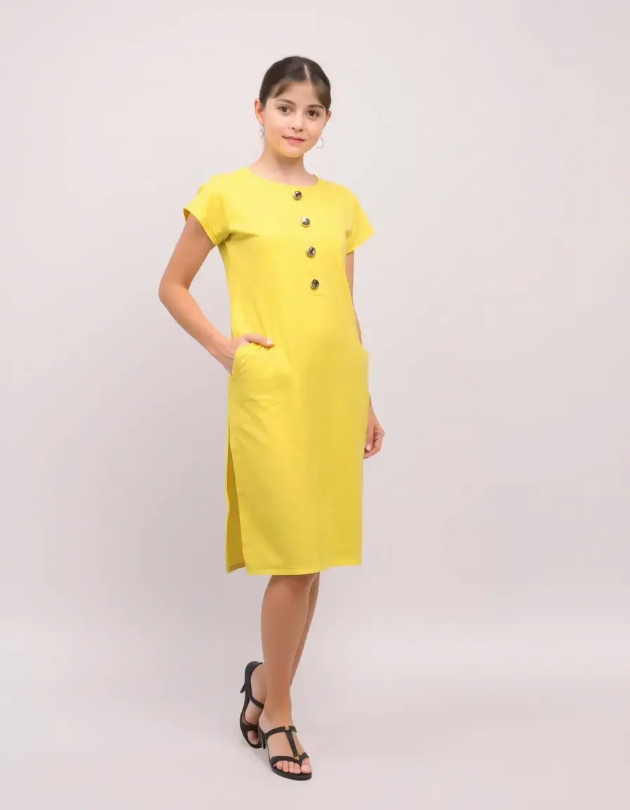 Vestido recto amarillo para niñas