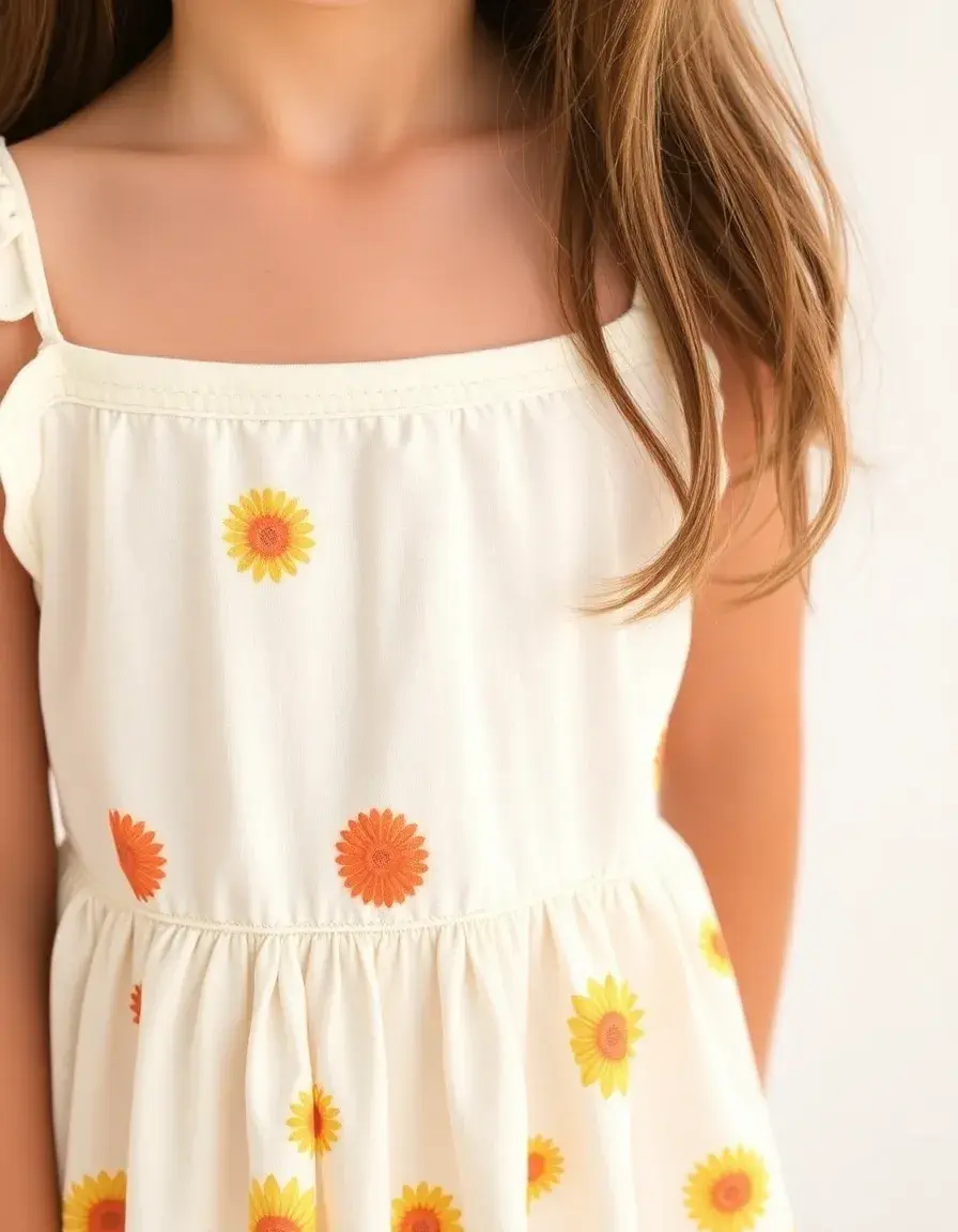Vestido de verano estampado para niñas detalle de cerca