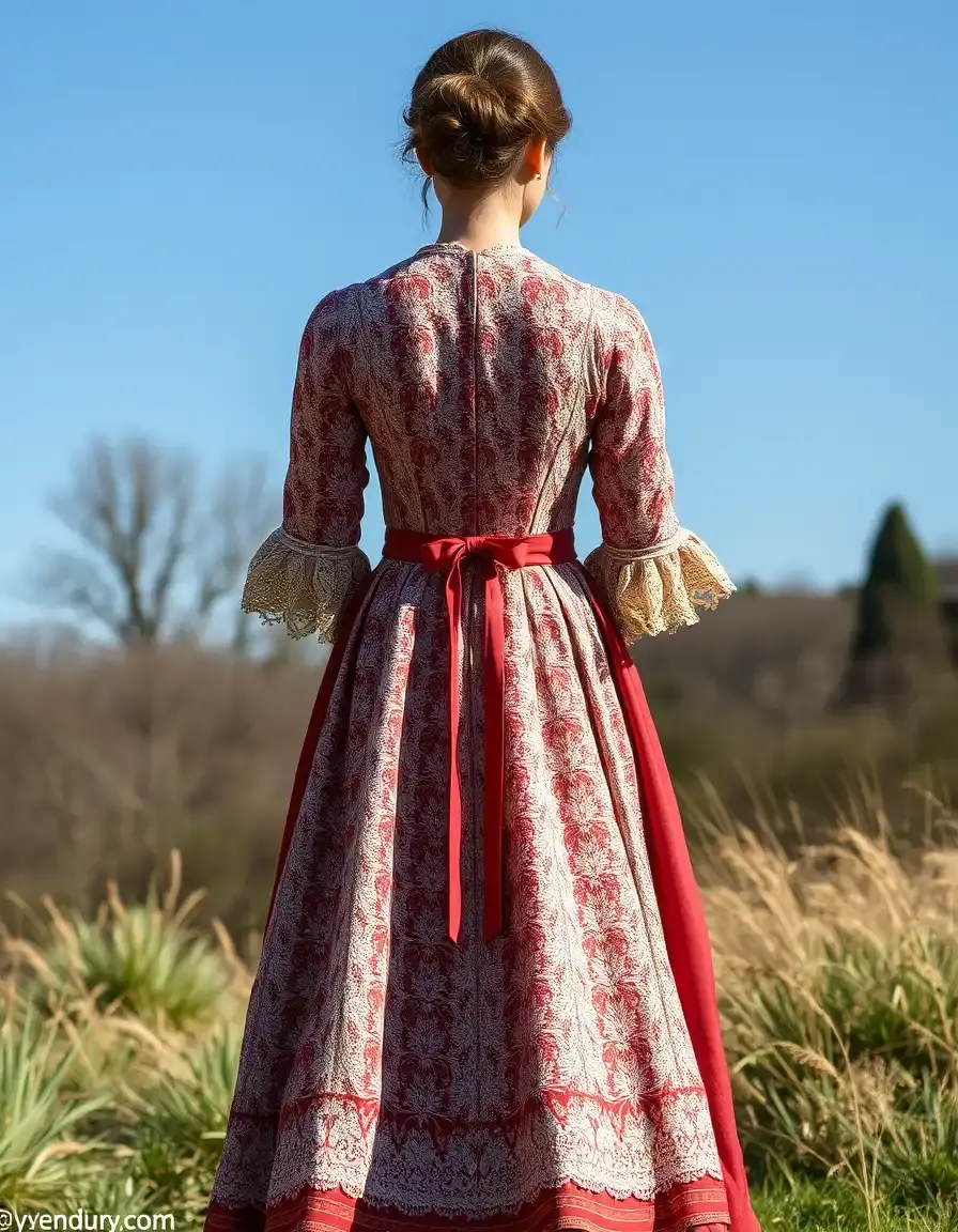Historical inspired dress lace back view