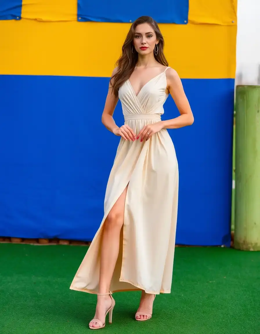 Royal Midi Dress beige estilo sofisticado
