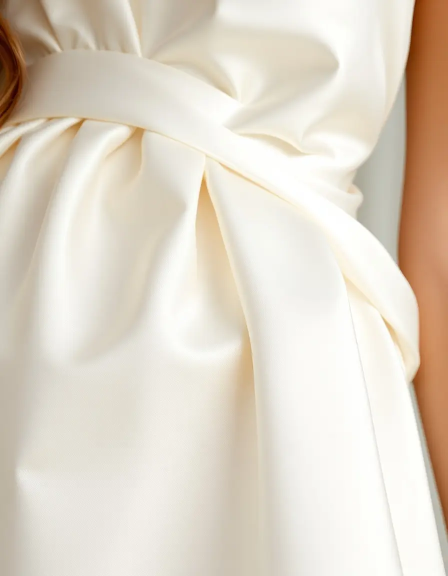Coctel Satin vestido de satén blanco detalle