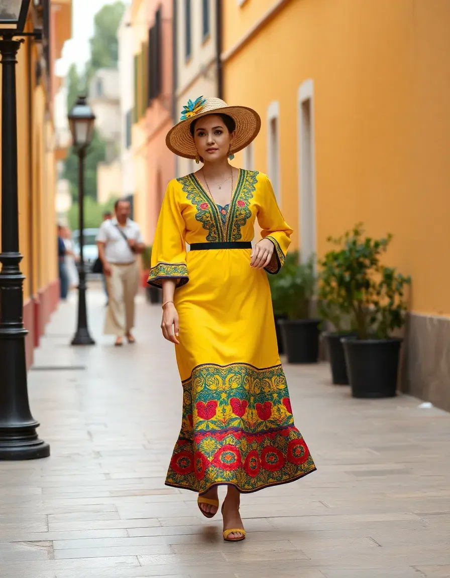 Flamenca Traditional amarillo en movimiento