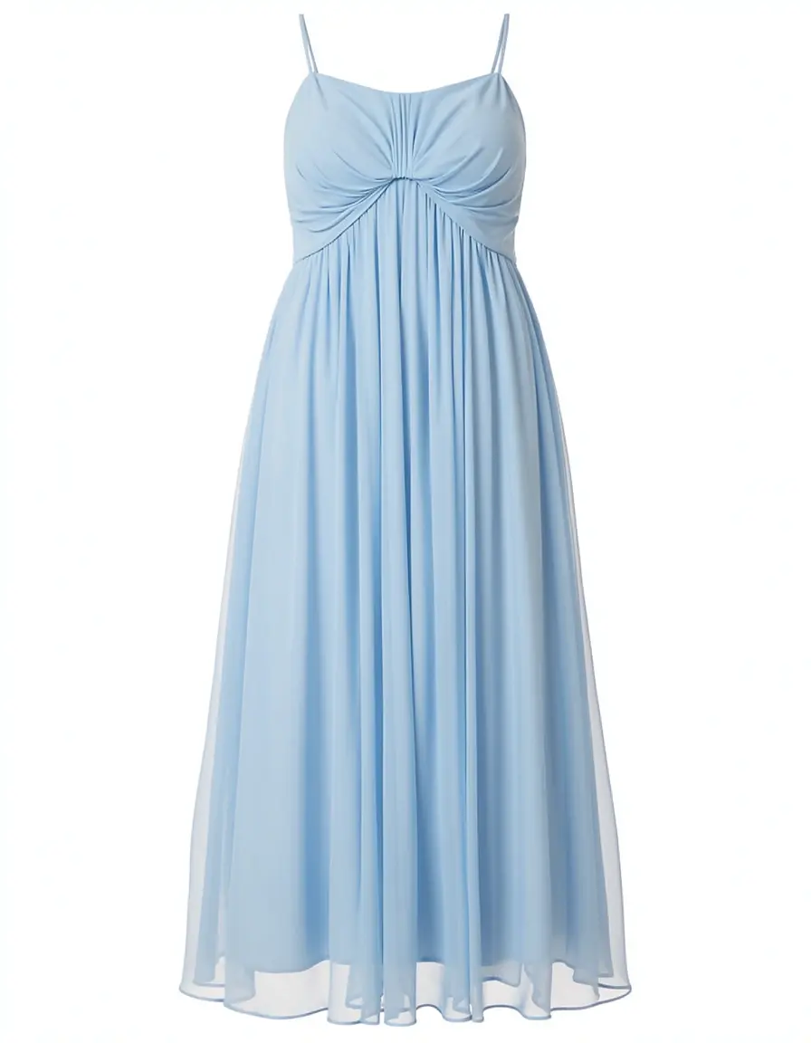 Vestido invitada boda gasa azul claro