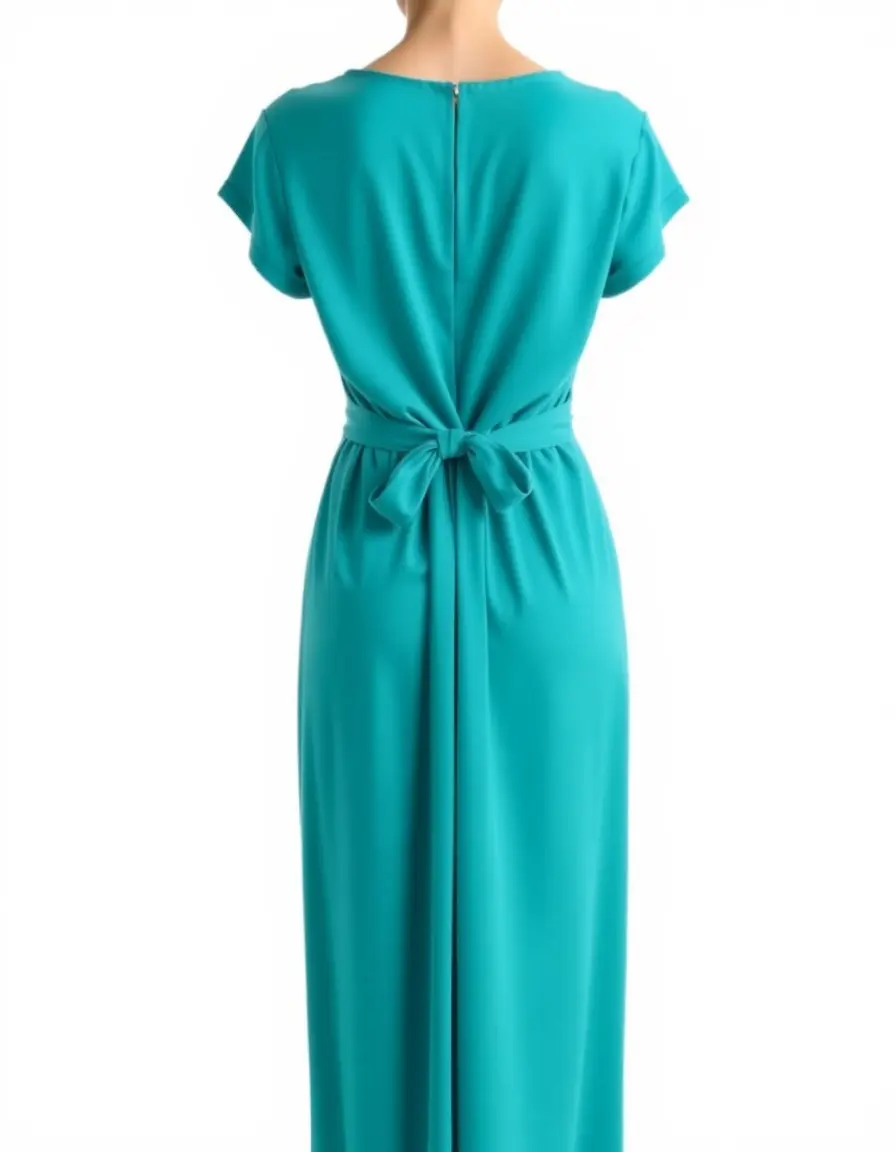 Vestido cruzado verde cerceta invitada