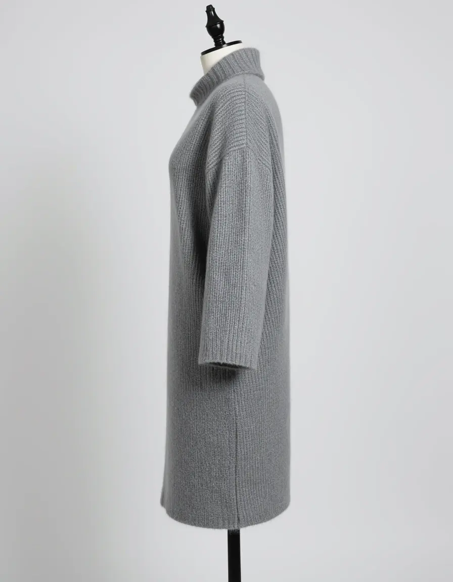 Vestido midi de lana gris para invitada de boda invierno