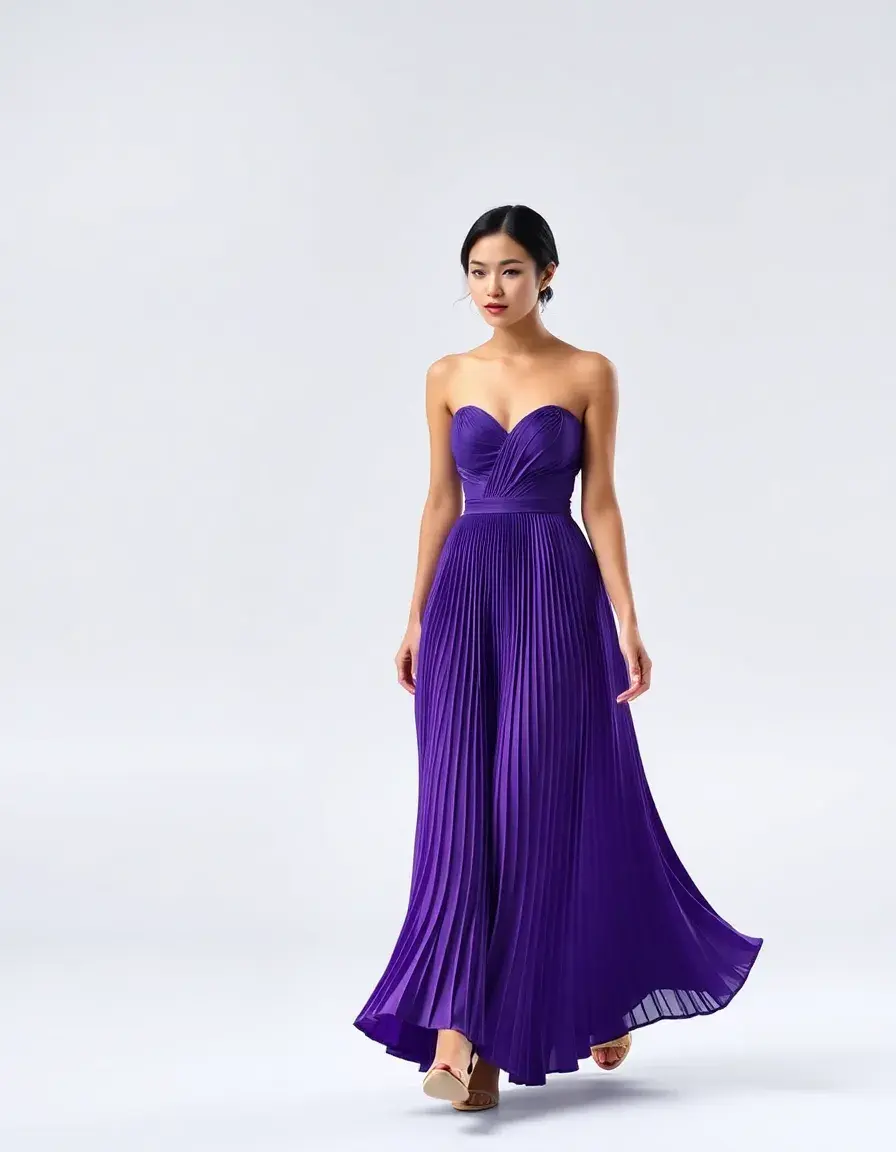 Vestido plisado púrpura invitada boda invierno