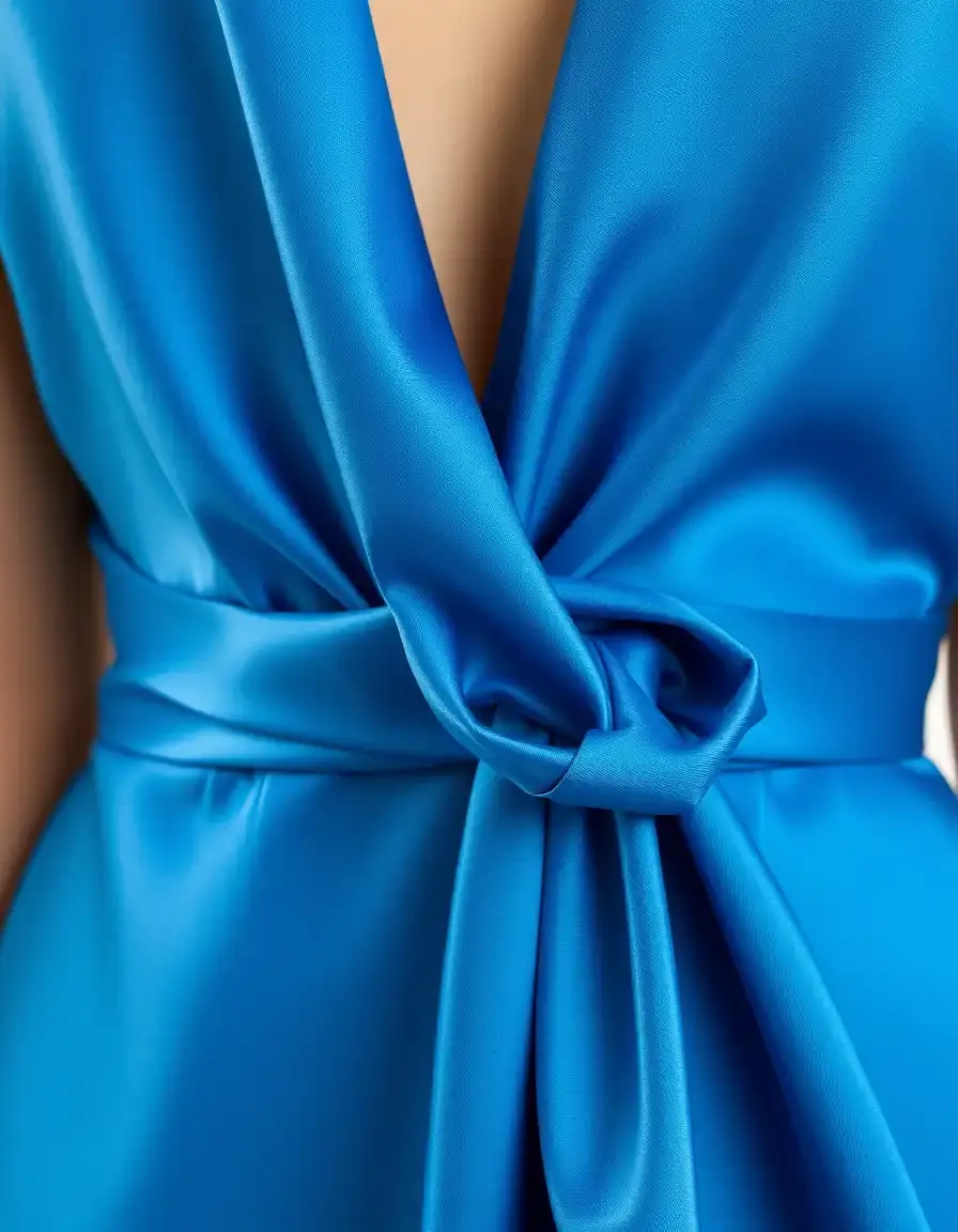 Vestido satén azul detalle invitada boda invierno