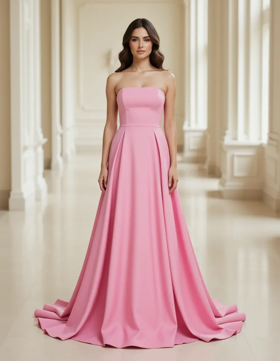 Vestido strapless rosa largo para boda de verano