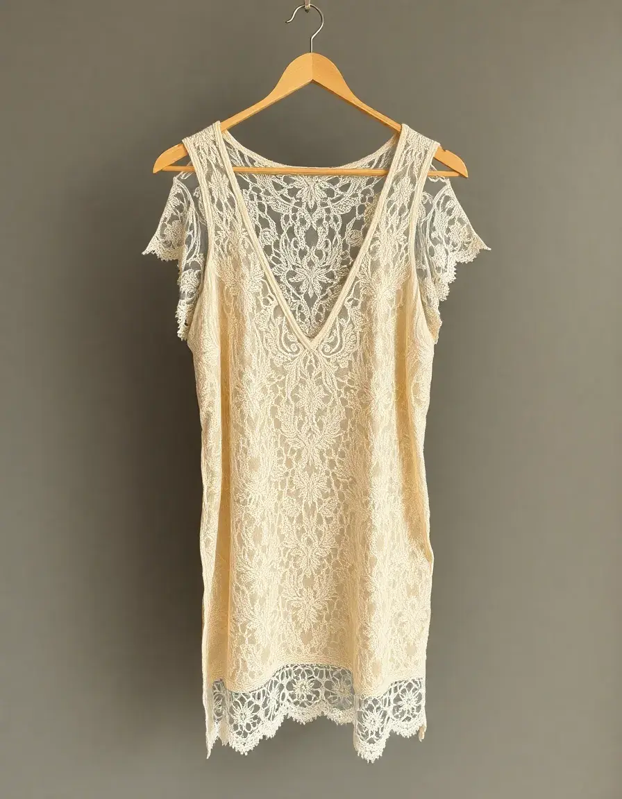 Vestido de encaje beige para boda de verano