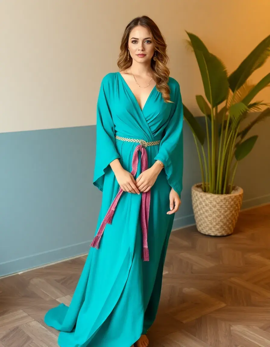 Comunion wrap dress teal vestido cruzado