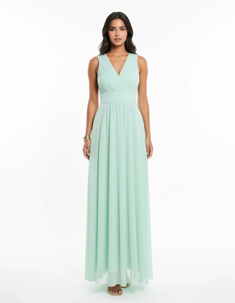 Vestido Invitada Midi Chiffon menta