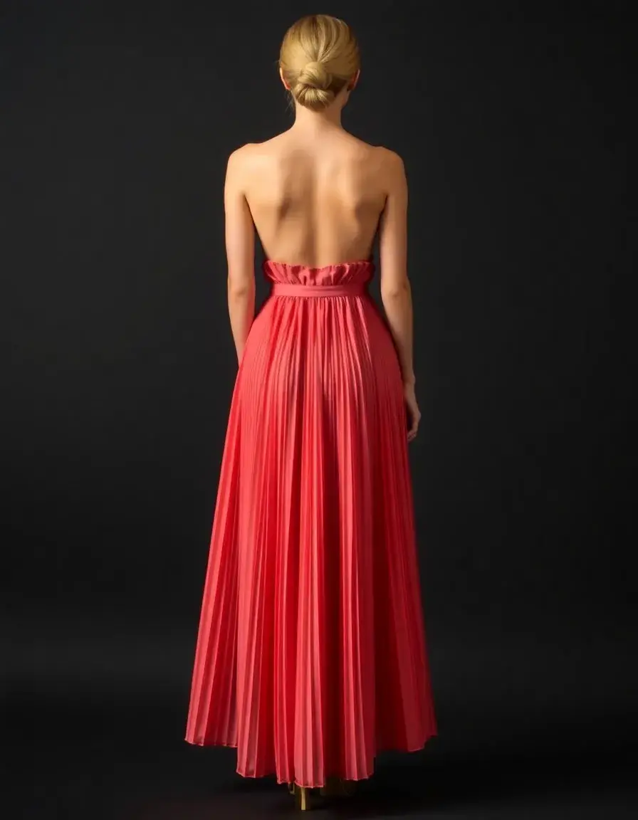 Vestido Midi Pleated color coral