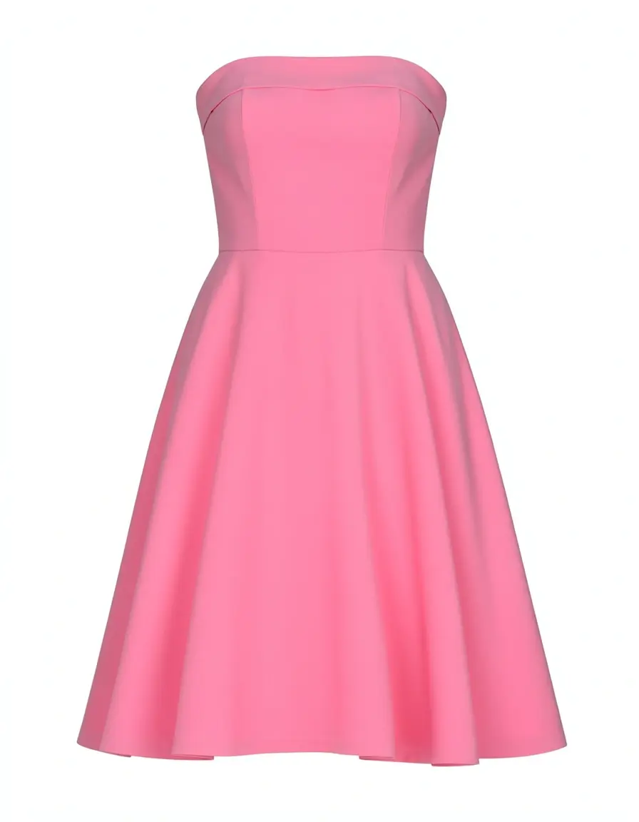 Strapless A-Line dress pink front view