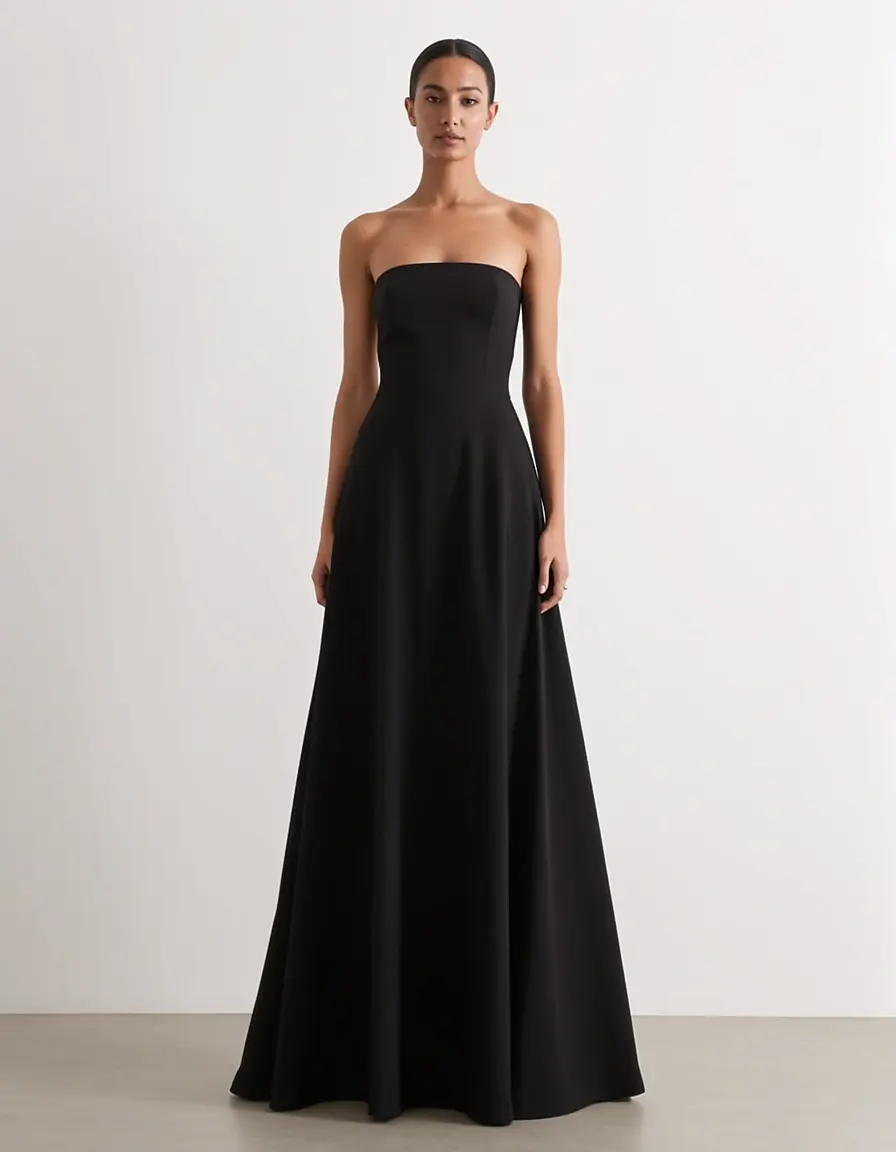 Strapless cocktail black full length