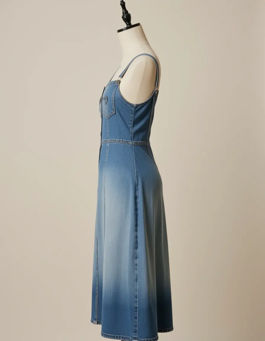 Vaquero midi dress desgastado para mujer