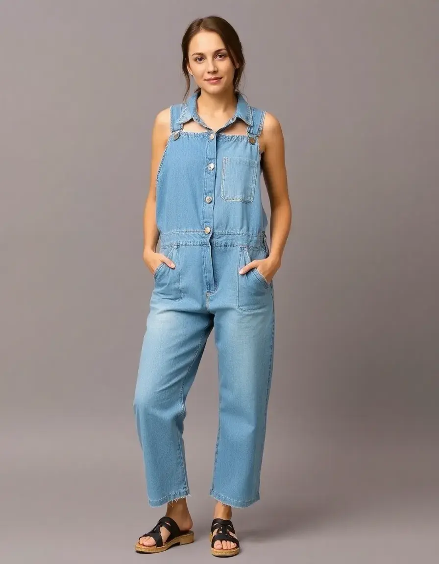 Peto vaquero tipo vestido para mujer casual
