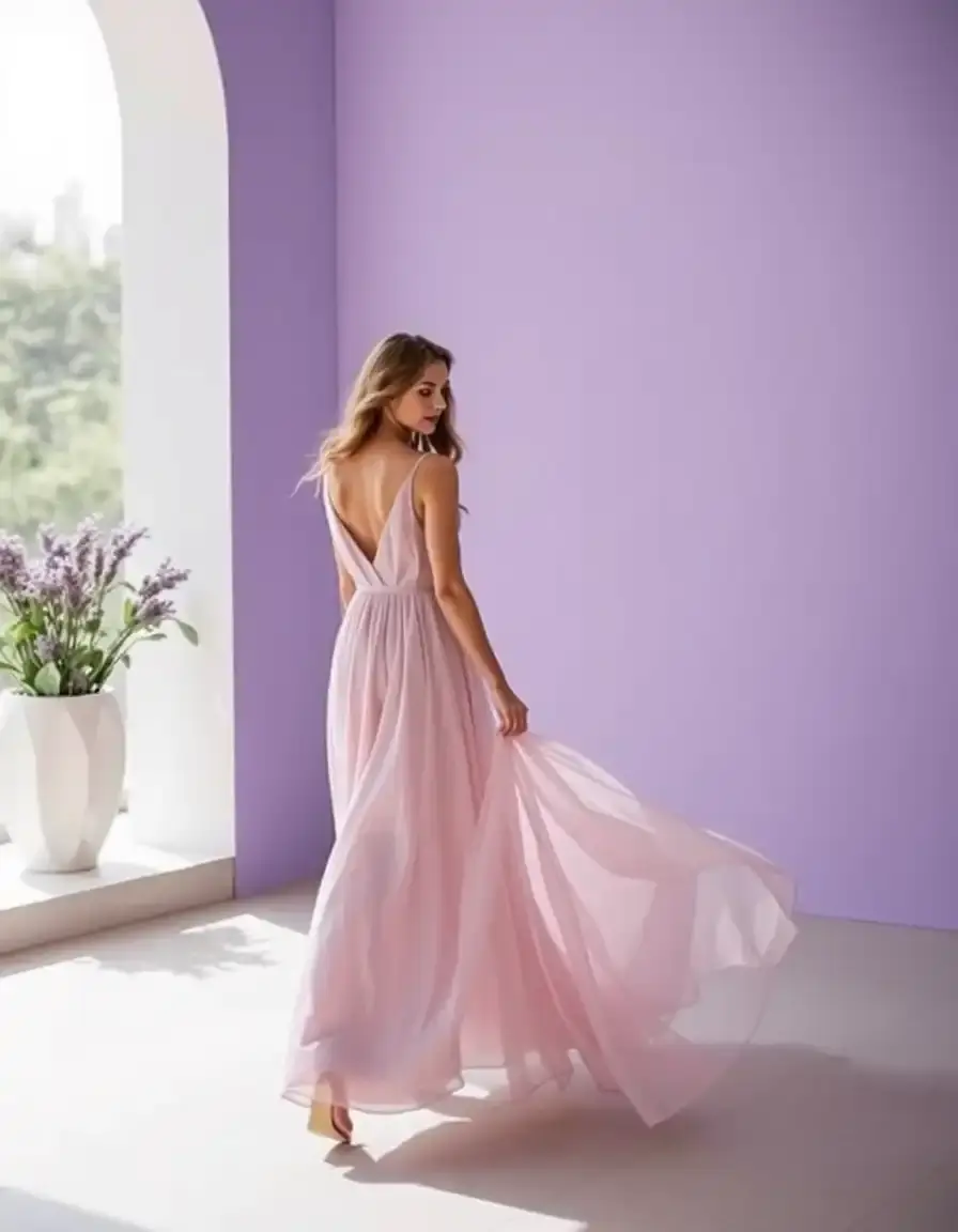 Vestido corte A color lavanda para invitada