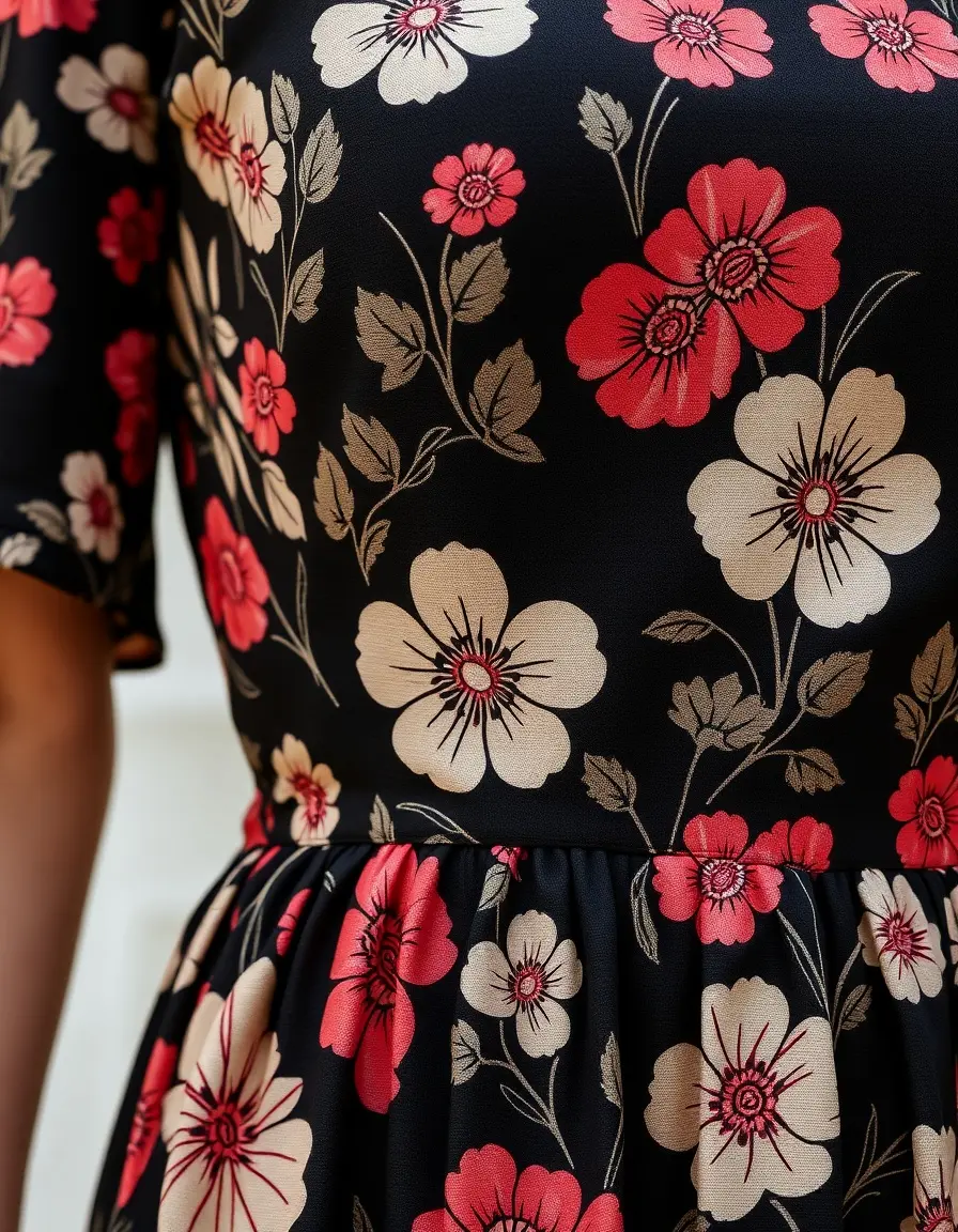 Detalle de estampado floral para vestido de boda