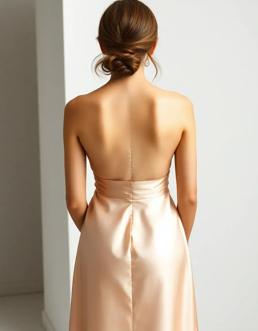 Vestido de comunión sencillo de seda vista trasera