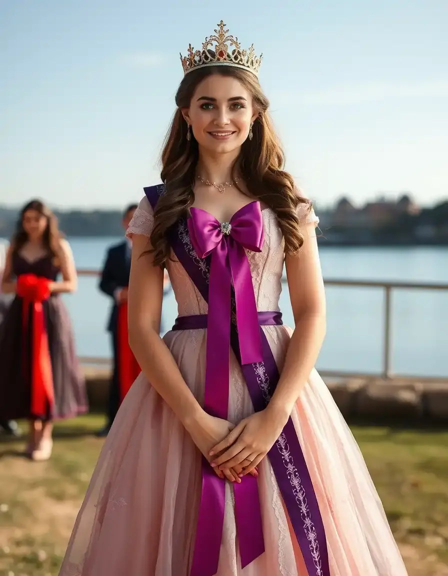 Vestido de comunión estilo princesa con lazo