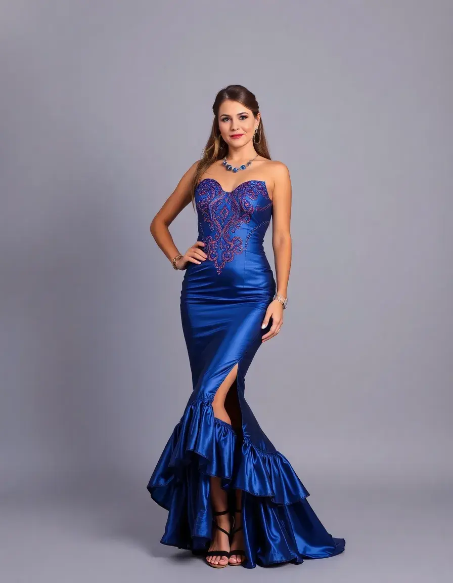 Vestido azul metálico fiesta bodas metallic