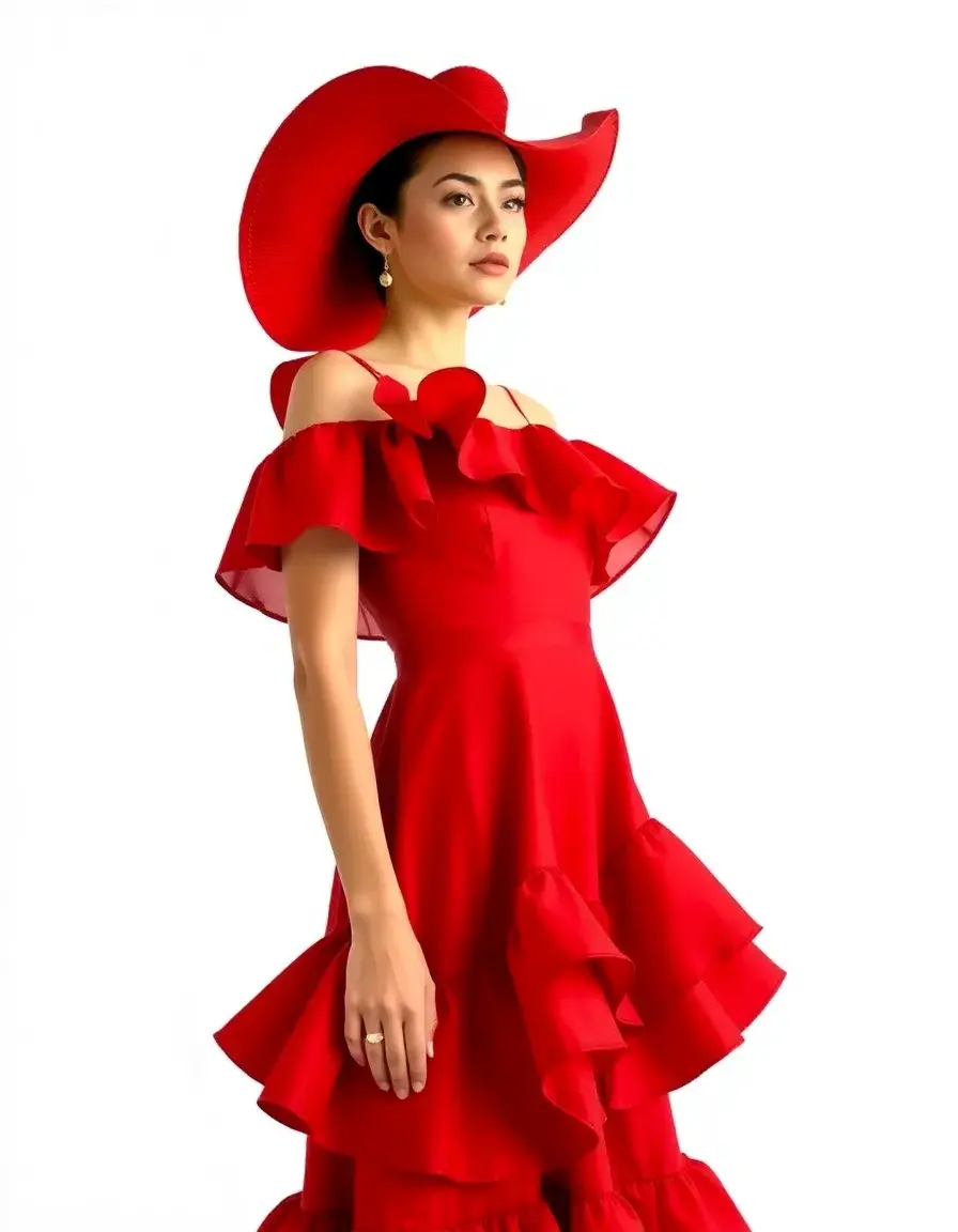 Vestido de flamenca rojo con volantes frontales