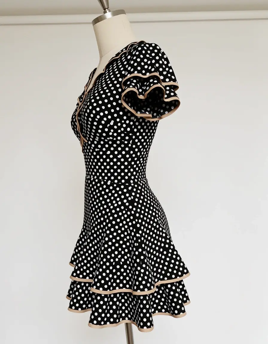 Vestido de flamenca de lunares blanco y negro