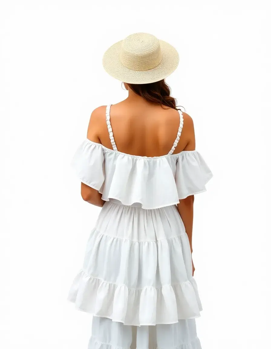 Vestido de flamenca blanco con volantes traseros