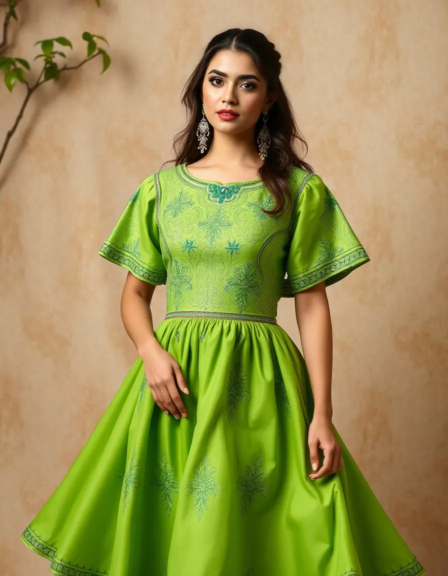 Vestido de flamenca verde bordado