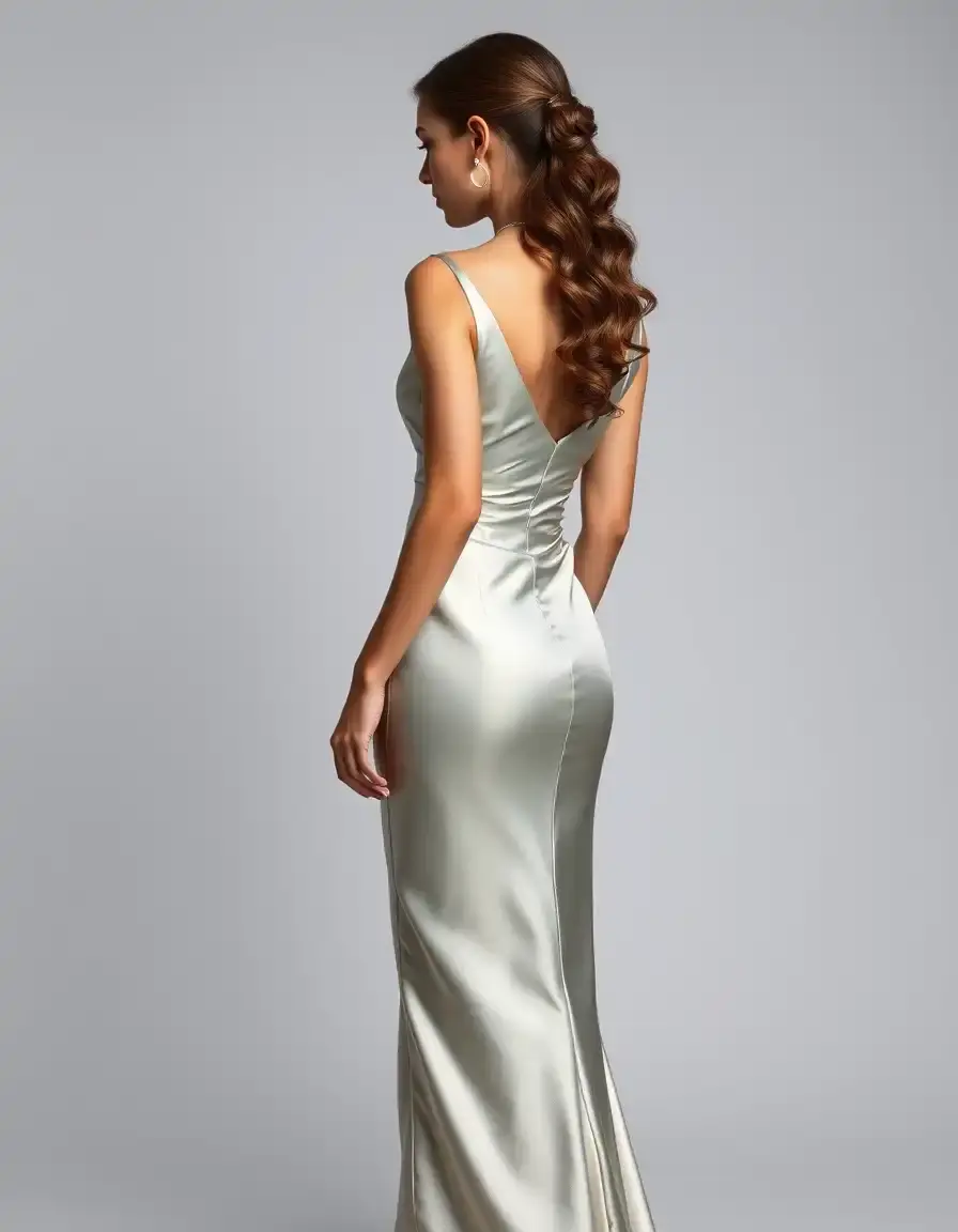 Vestido de satén entallado que estiliza