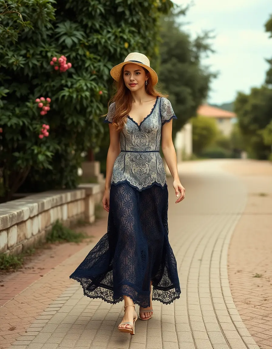 Vestido de novia Baratos Vintage encaje modelo caminando