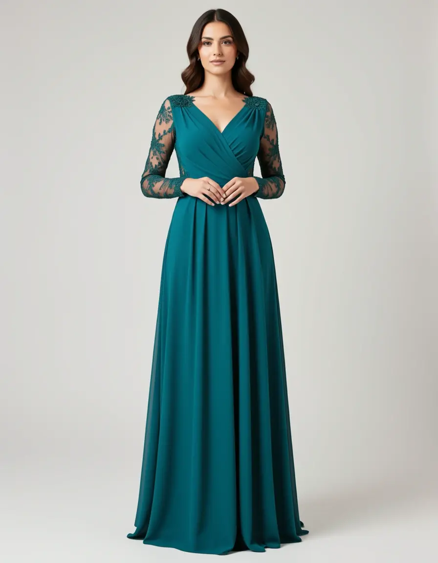 Vestido wrap verde azulado para comunión