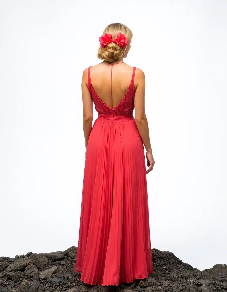 Vestido plisado coral comunión