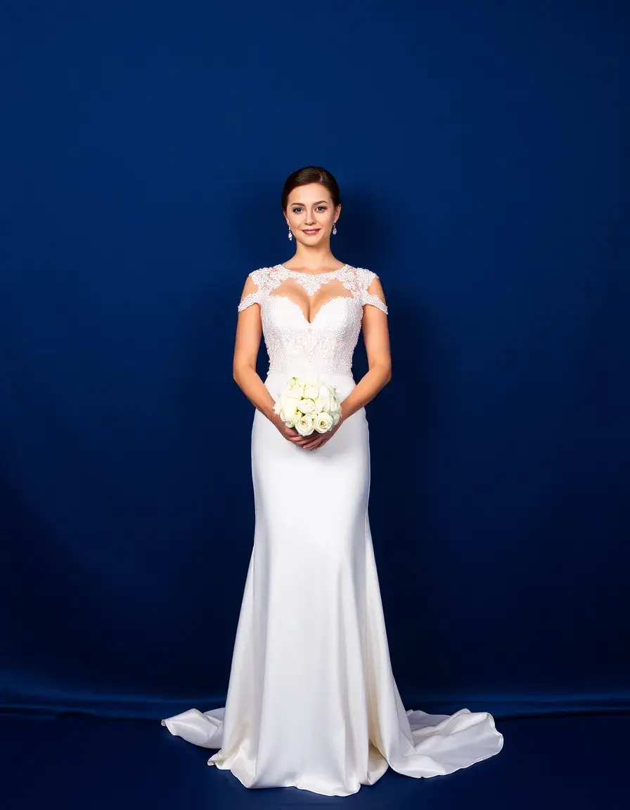 Vestido satén azul marino invitada