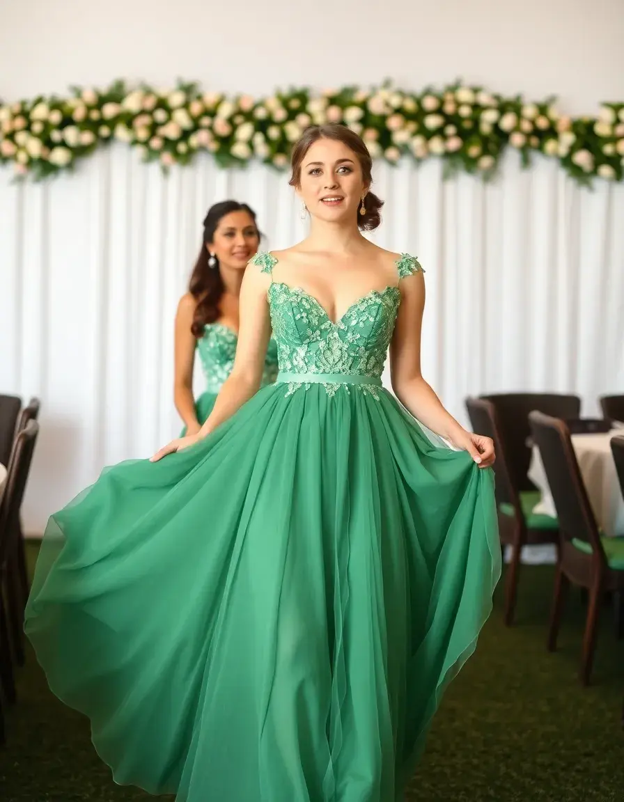 Vestido corte A verde para eventos