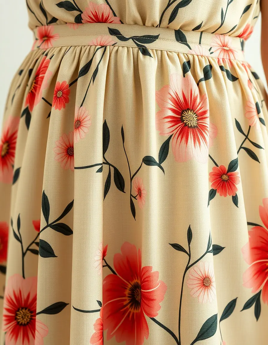 Detalle de estampado floral en vestido de fiesta